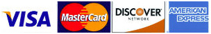 Visa, MasterCard, Discover and American Express credit cards accepted.